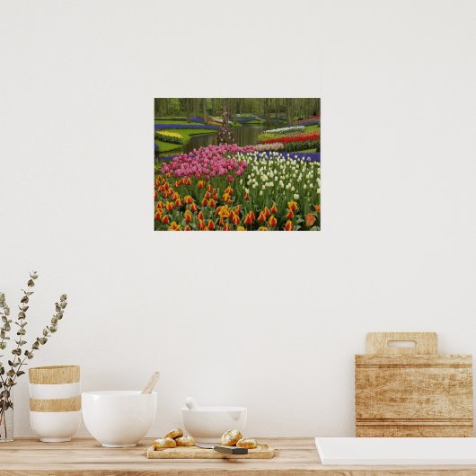 Garten mit Blumen und Blumen, Keukenhof Gardens, Poster (Küche)