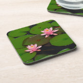 Garten mit Blütenblumen, Rosa Lotus, Getränkeuntersetzer (Linke Seite)