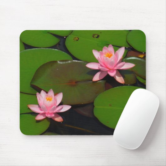 Garten mit Blütenblumen, Rosa Lotus, Mousepad (Mit Mouse)