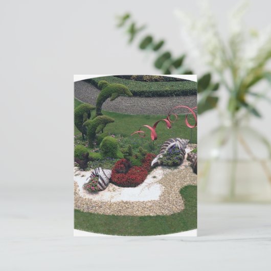 Garten mit Delphinen Postkarte (Stehend Vorderseite)