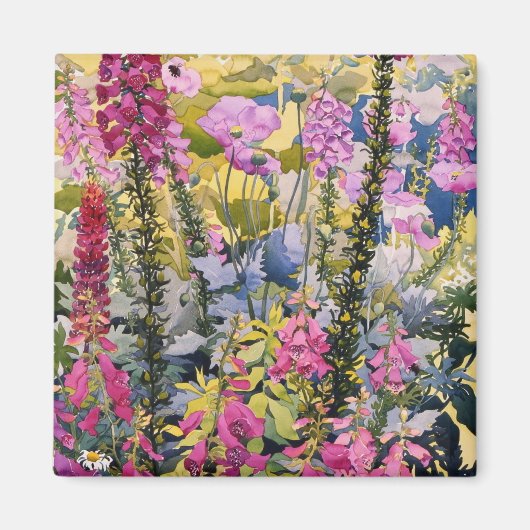 Garten mit Foxhandschuhen Magnet (Vorne)