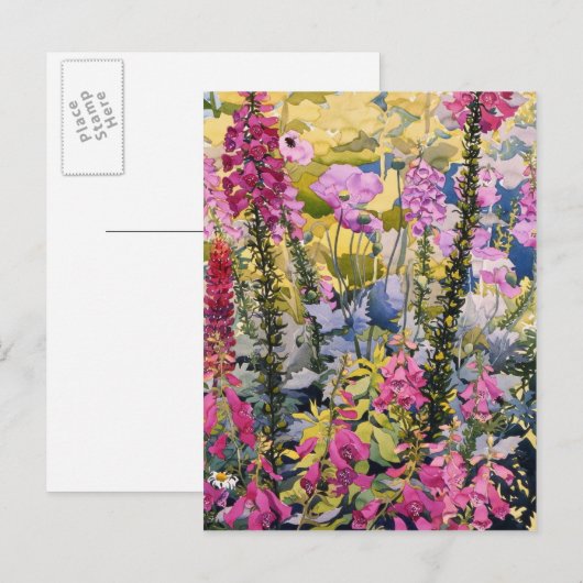 Garten mit Foxhandschuhen Postkarte (Vorne/Hinten)
