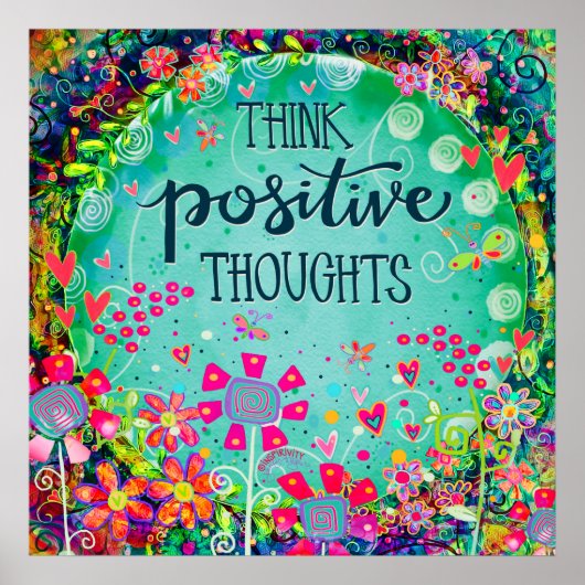 Garten mit Inspirationsquelle "Positive Gedanken d Poster (Vorne)