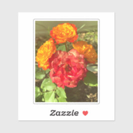 Garten mit orangefarbenen und roten Blumen Aufkleber