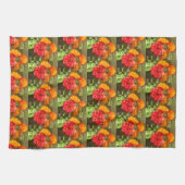 Garten mit orangefarbenen und roten Blumen Geschirrtuch (Horizontal)