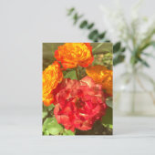 Garten mit orangefarbenen und roten Blumen Postkarte (Stehend Vorderseite)