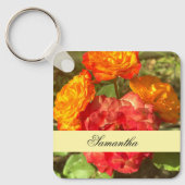 Garten mit orangefarbenen und roten Blumen Schlüsselanhänger (Vorderseite)