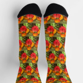 Garten mit orangefarbenen und roten Blumen Socken (Oben)