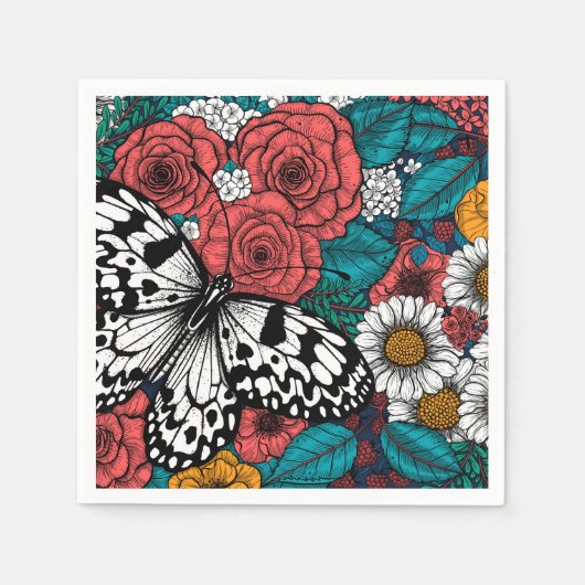 Garten mit Papierkissen Serviette (Vorderseite)
