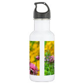 Garten mit rosa Dahlien Trinkflasche (Rückseite)