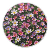 Garten mit rosa und weißen Blumen Keramikknauf (Vorderseite)