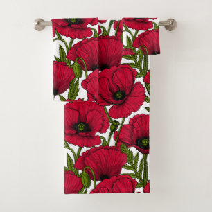 Garten mit rotem Mohn 2 Badhandtuch Set