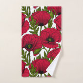 Garten mit rotem Mohn 2 Badhandtuch Set (Handtuch)