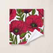 Garten mit rotem Mohn 2 Badhandtuch Set (Waschlappen)