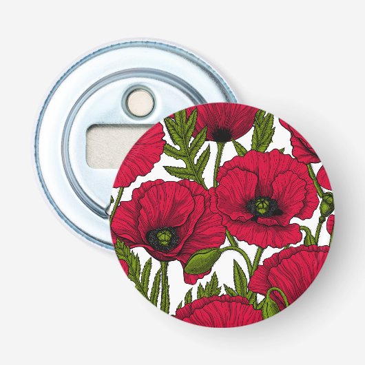 Garten mit rotem Mohn 2 Flaschenöffner (Vorderseite)
