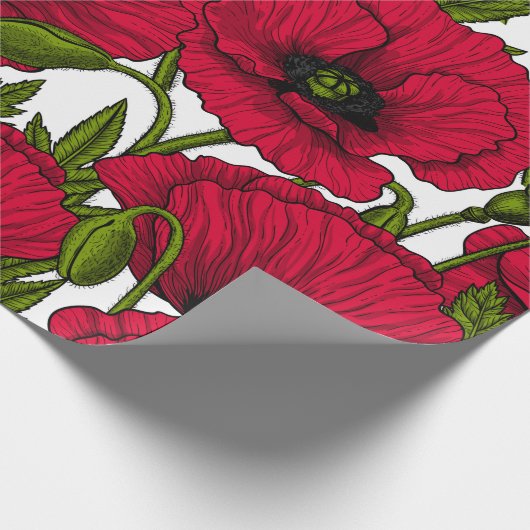 Garten mit rotem Mohn 2 Geschenkpapier (Ecke)