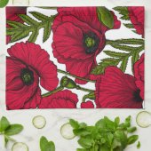 Garten mit rotem Mohn 2 Geschirrtuch (Gefaltet)