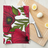 Garten mit rotem Mohn 2 Geschirrtuch (Viertel Falte)