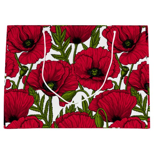 Garten mit rotem Mohn 2 Große Geschenktüte (Vorderseite)