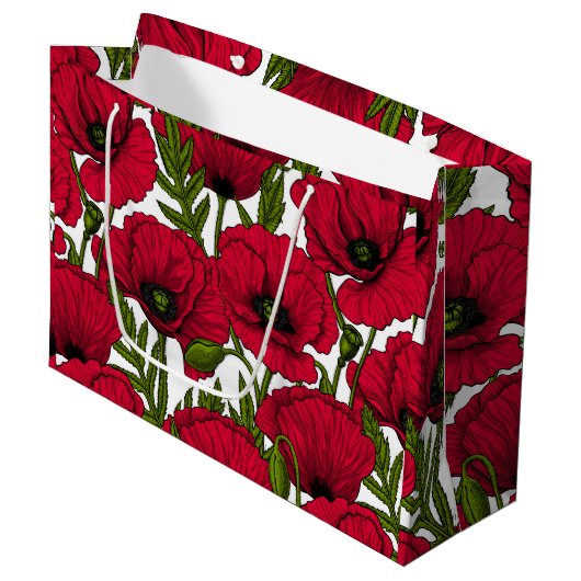Garten mit rotem Mohn 2 Große Geschenktüte (Vorderseite Schrägansicht)