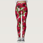 Garten mit rotem Mohn 2 Leggings<br><div class="desc">Vektormuster aus handgezeichnet Mohn.</div>