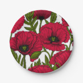 Garten mit rotem Mohn 2 Pappteller (Vorderseite)