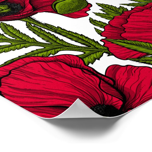 Garten mit rotem Mohn 2 Poster (Ecke)