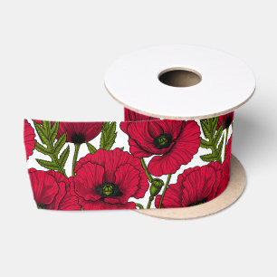 Garten mit rotem Mohn 2 Satinband