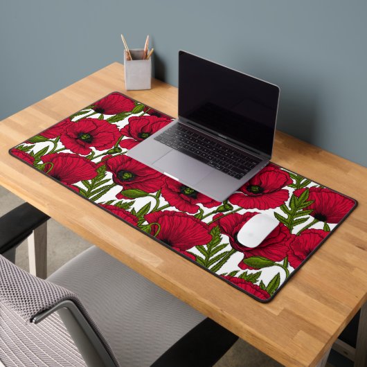 Garten mit rotem Mohn 2 Schreibtischunterlage (Büro 2)