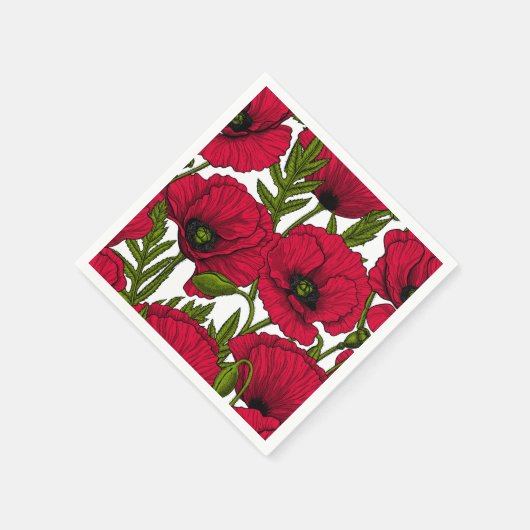 Garten mit rotem Mohn 2 Serviette (Ecke)