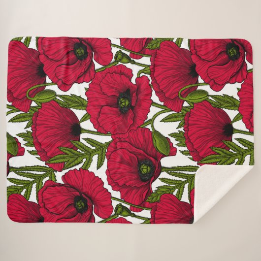 Garten mit rotem Mohn 2 Sherpadecke (Vorderseite (Horizontal))