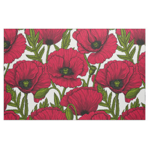 Garten mit rotem Mohn 2 Stoff