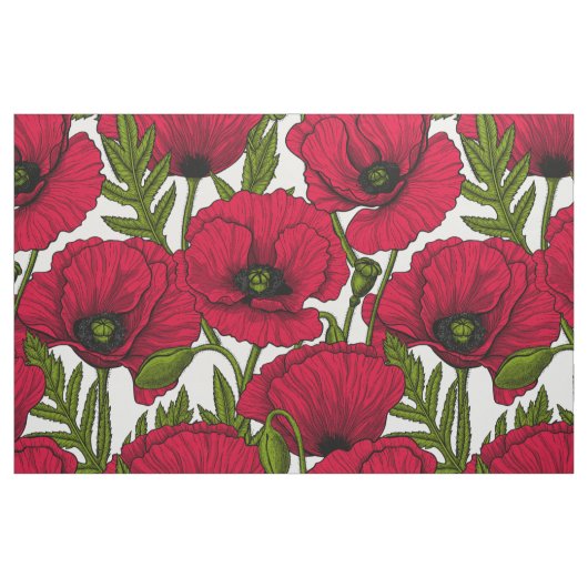 Garten mit rotem Mohn 2 Stoff (Fat Quarter (45,7 x 55,9 cm))
