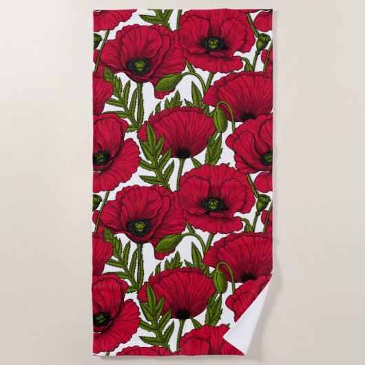 Garten mit rotem Mohn 2 Strandtuch (Vorderseite)