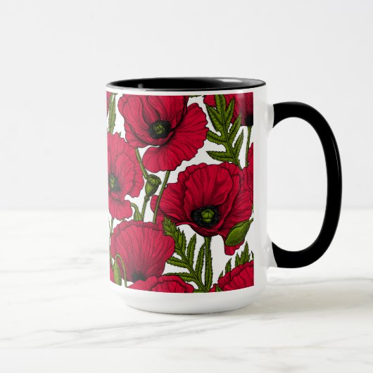 Garten mit rotem Mohn 2 Tasse (Rechts)