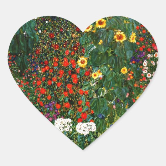 Garten mit Sonnenblumen Herz-Aufkleber (Vorderseite)