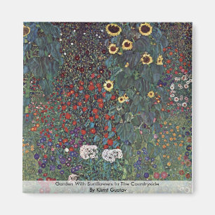 Garten mit Sonnenblumen in der Landschaft Magnet