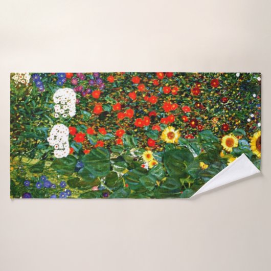 Garten mit Sonnenblumen von Gustav Klimt Badehandtuch (Badehandtuch)
