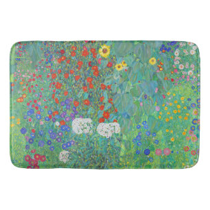Garten mit Sonnenblumen von Gustav Klimt Badematte
