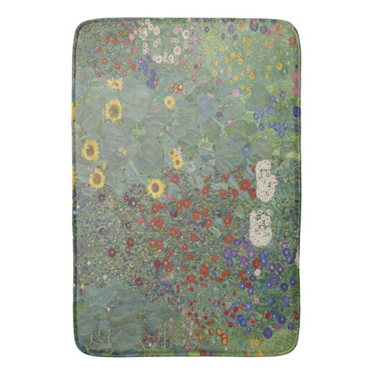 Garten mit Sonnenblumen von Gustav Klimt Badematte (Vorderseite Vertikal)