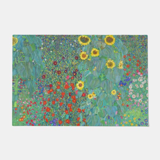 Garten mit Sonnenblumen von Gustav Klimt Fußmatte (Vorderseite)