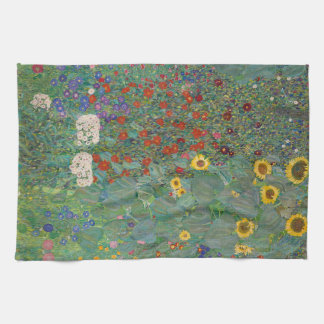 Garten mit Sonnenblumen von Gustav Klimt Geschirrtuch