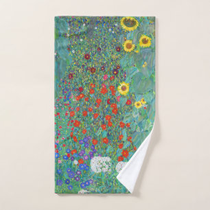 Garten mit Sonnenblumen von Gustav Klimt Handtuch