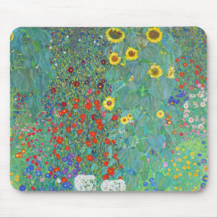 Garten mit Sonnenblumen von Gustav Klimt Mousepad