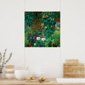 Garten mit Sonnenblumen von Gustav Klimt Poster (Küche)
