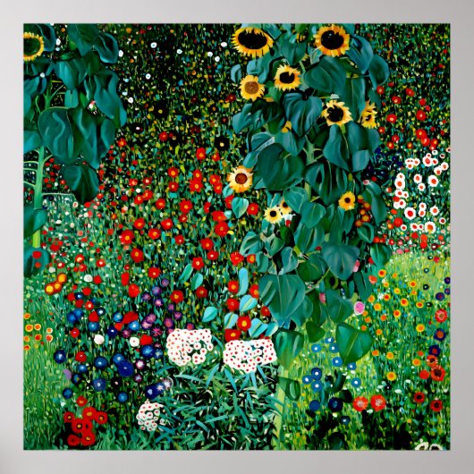 Garten mit Sonnenblumen von Gustav Klimt Poster (Vorne)