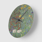 Garten mit Sonnenblumen von Gustav Klimt Runde Wanduhr (Winkel)