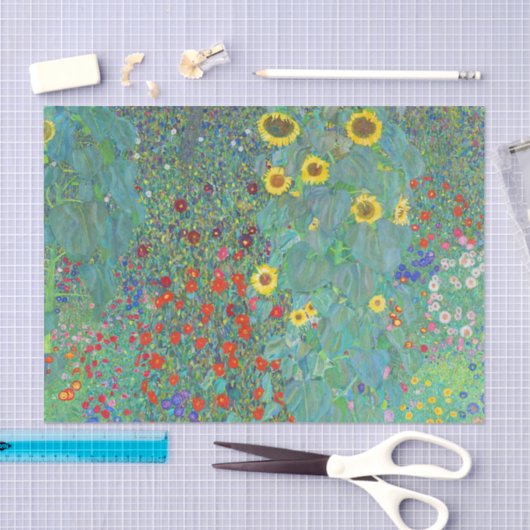 Garten mit Sonnenblumen von Gustav Klimt   Seidenpapier (Handwerk)