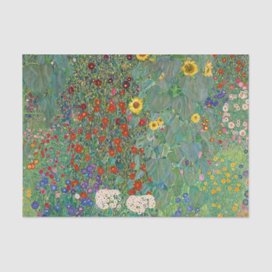 Garten mit Sonnenblumen von Gustav Klimt Seidenpapier (Vorderseite)