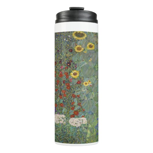 Garten mit Sonnenblumen von Gustav Klimt Thermosbecher (Vorderseite)